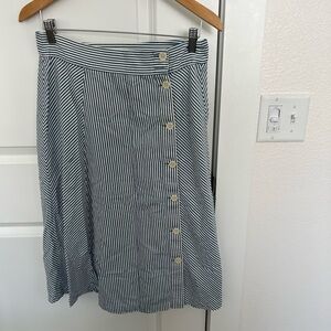 J. Crew Navy Striped A-Line Skirt